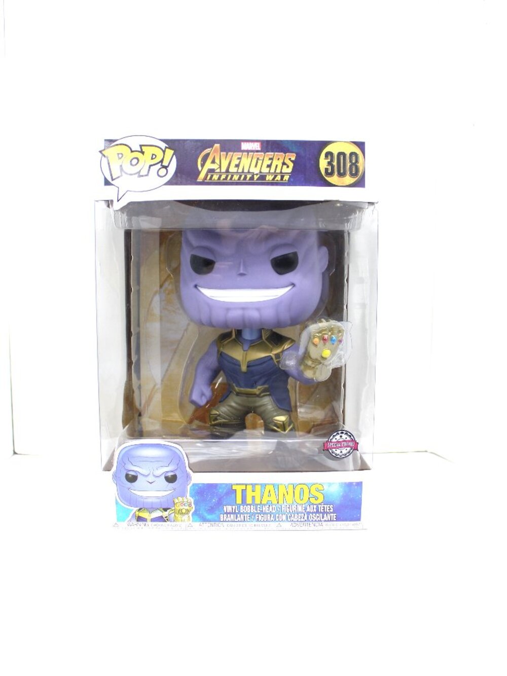 FUNK0 POP LARGE PACKAGE #308 MARVEL AVENGERS' INFINITY WAR THANOS 10" NIP AS-IS